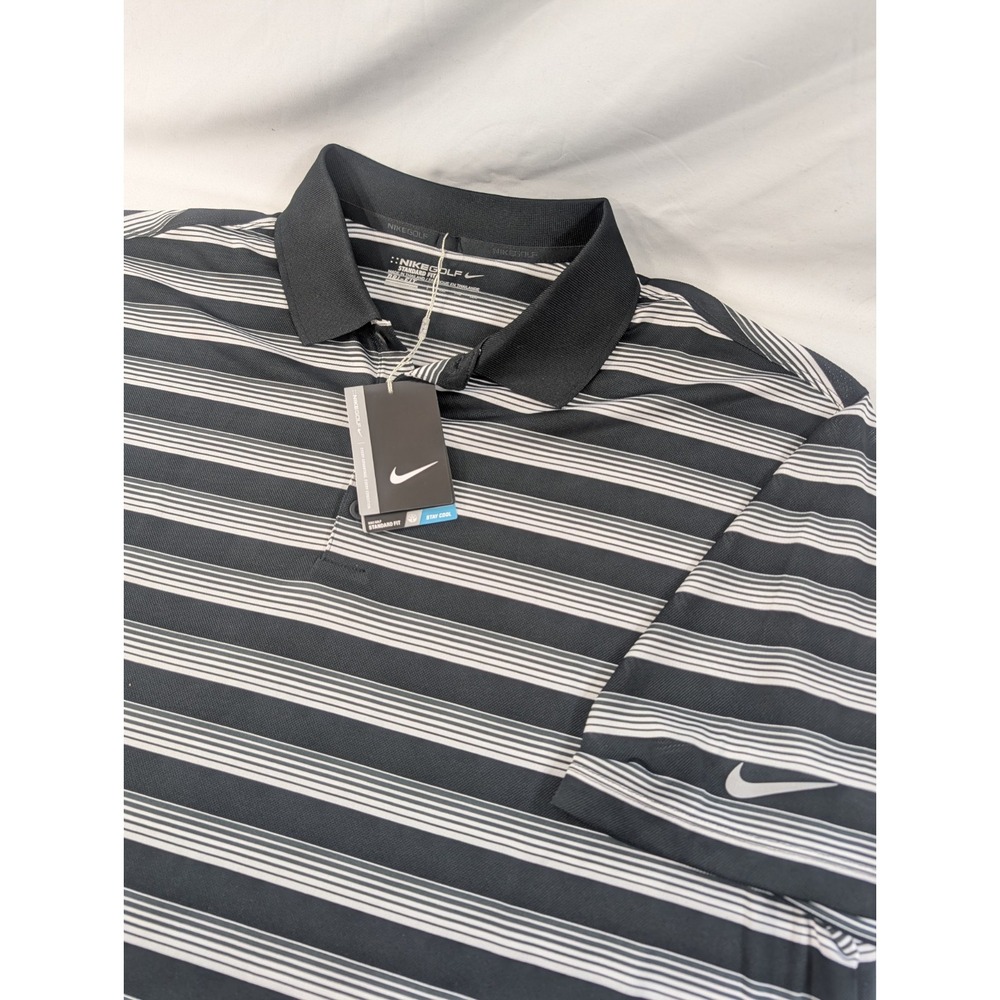 New Nike Golf Dri Fit Black & White Standard Fit Short Sleeve Polo Shirt XXL NWT